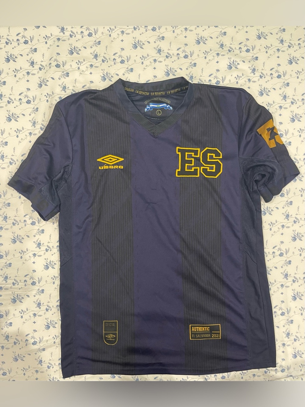 Umbro Men's ES Football Jersey in Navy and Gold